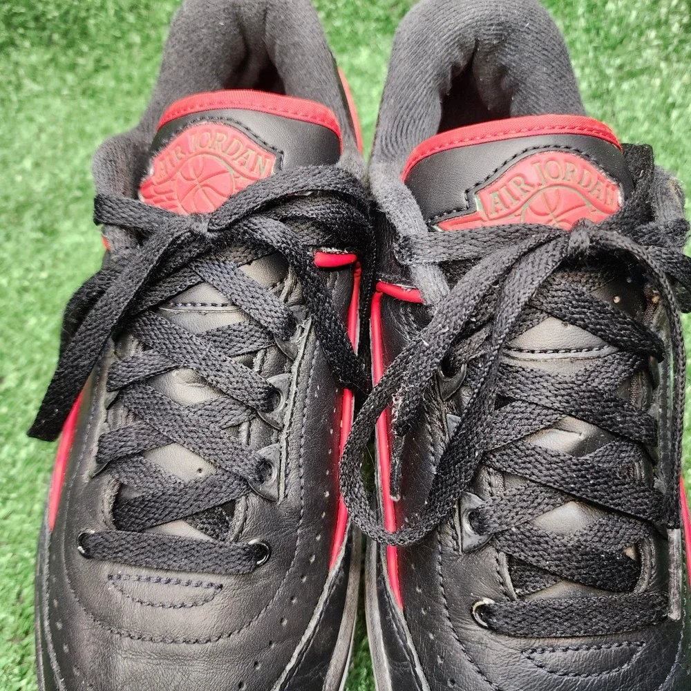 Nike Youth Size 4Y Air Jordan 2 Retro Low Black Fire Red Shoes FJ6869-006